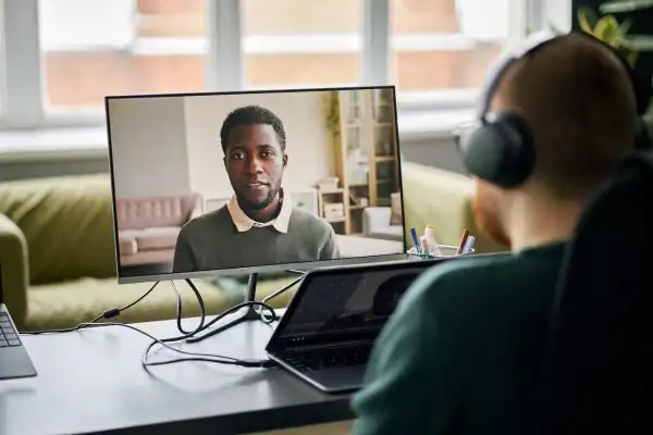 Man attending online mediation Crowborough MIAMS session